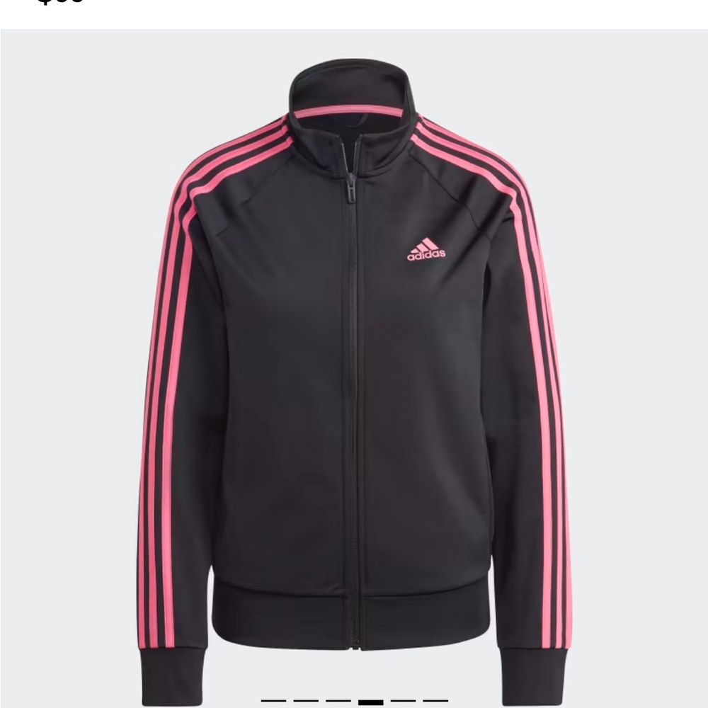 Adidas track jacket, black with neon pink, Size S